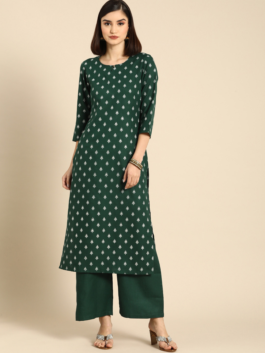 

Anouk Women Green Ethnic Motifs Printed Regular Kurta with Palazzos