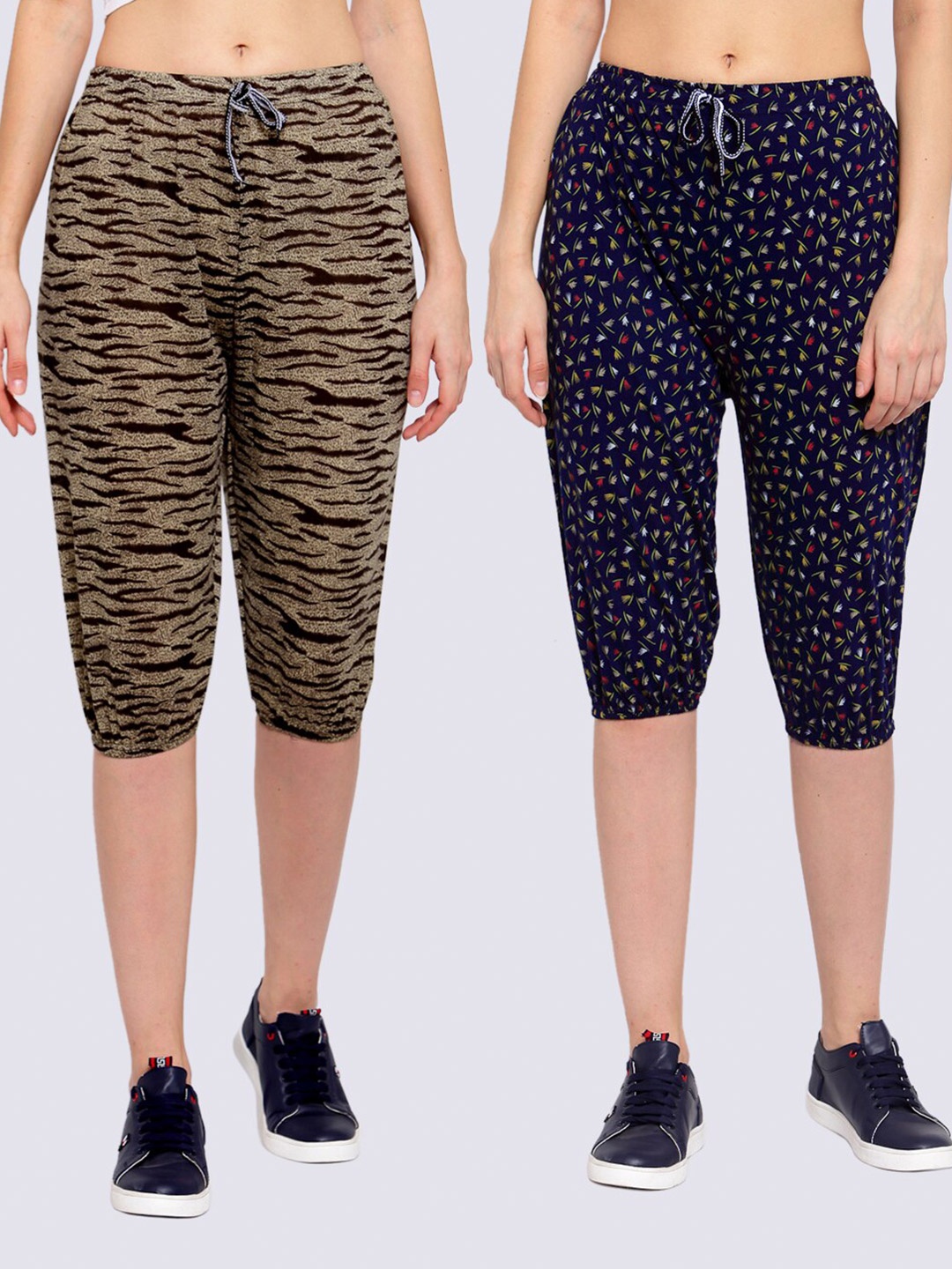 

KLOTTHE Women Multicoloured Pack of 2 Printed Capris, Multi
