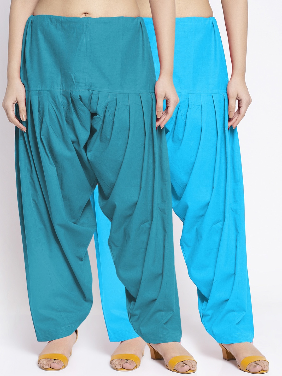 

GRACIT Women Pack Of 2 Solid Cotton Salwars, Turquoise blue