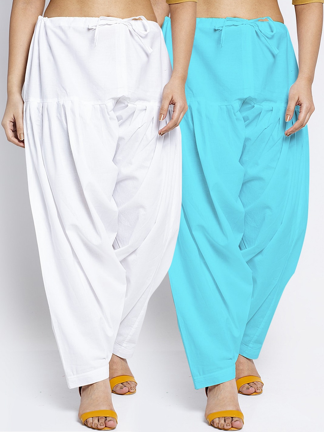 

GRACIT Women Pack Of 2 Solid Cotton Salwars, White