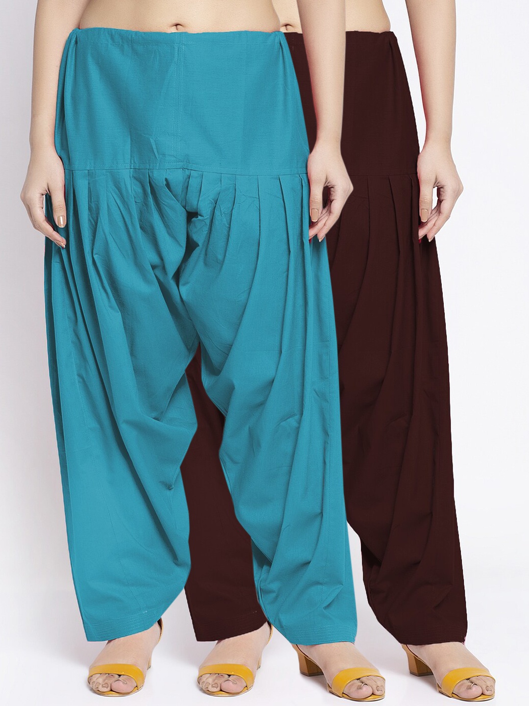 

GRACIT Women Pack Of 2 Solid Cotton Salwar, Brown