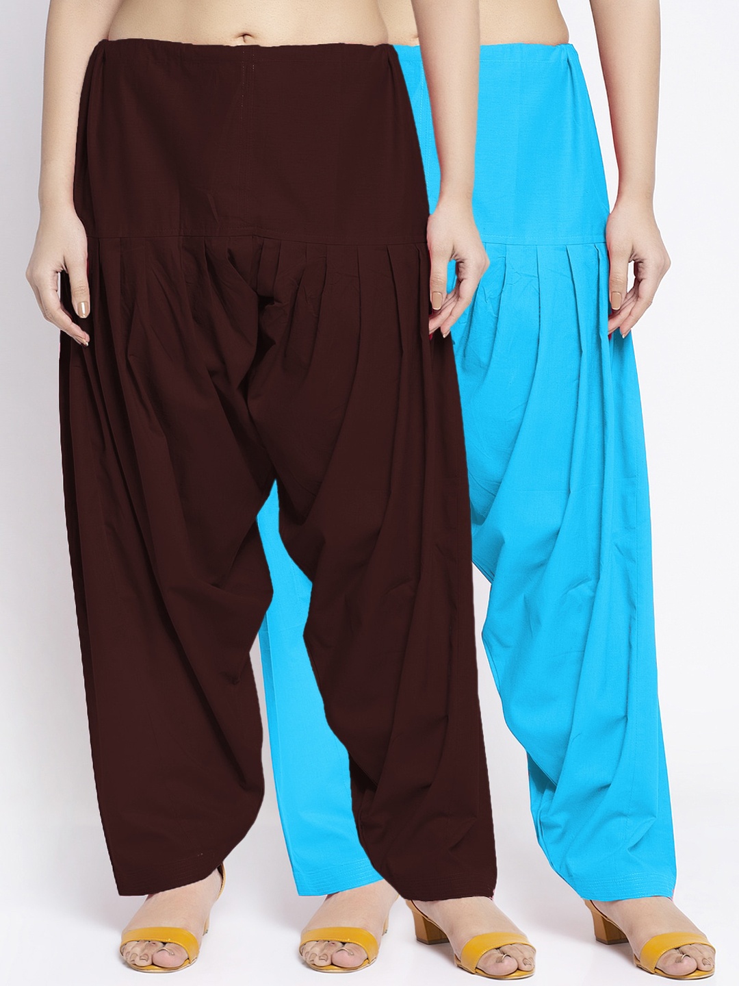 

GRACIT Women Pack Of 2 Solid Cotton Salwar, Brown
