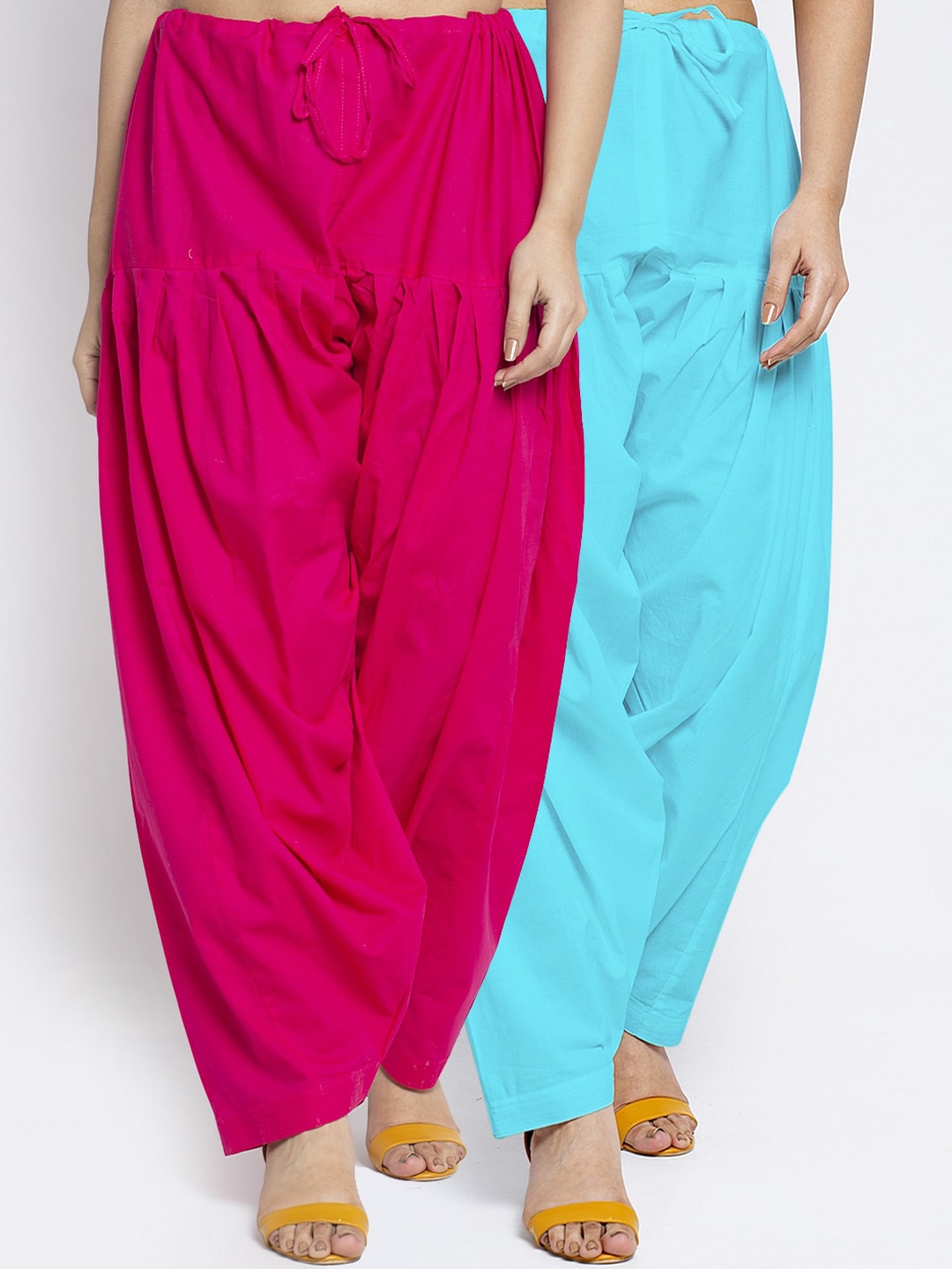 

GRACIT Women Pack Of 2 Solid Cotton Salwars, Pink