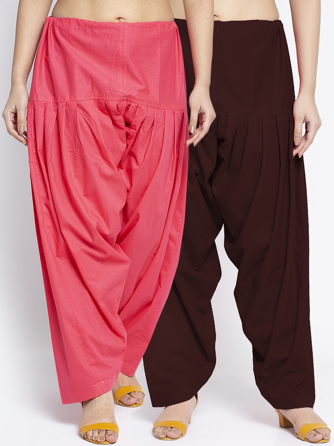 

GRACIT Women Pack Of 2 Solid Cotton Loose Fit Salwar, Brown