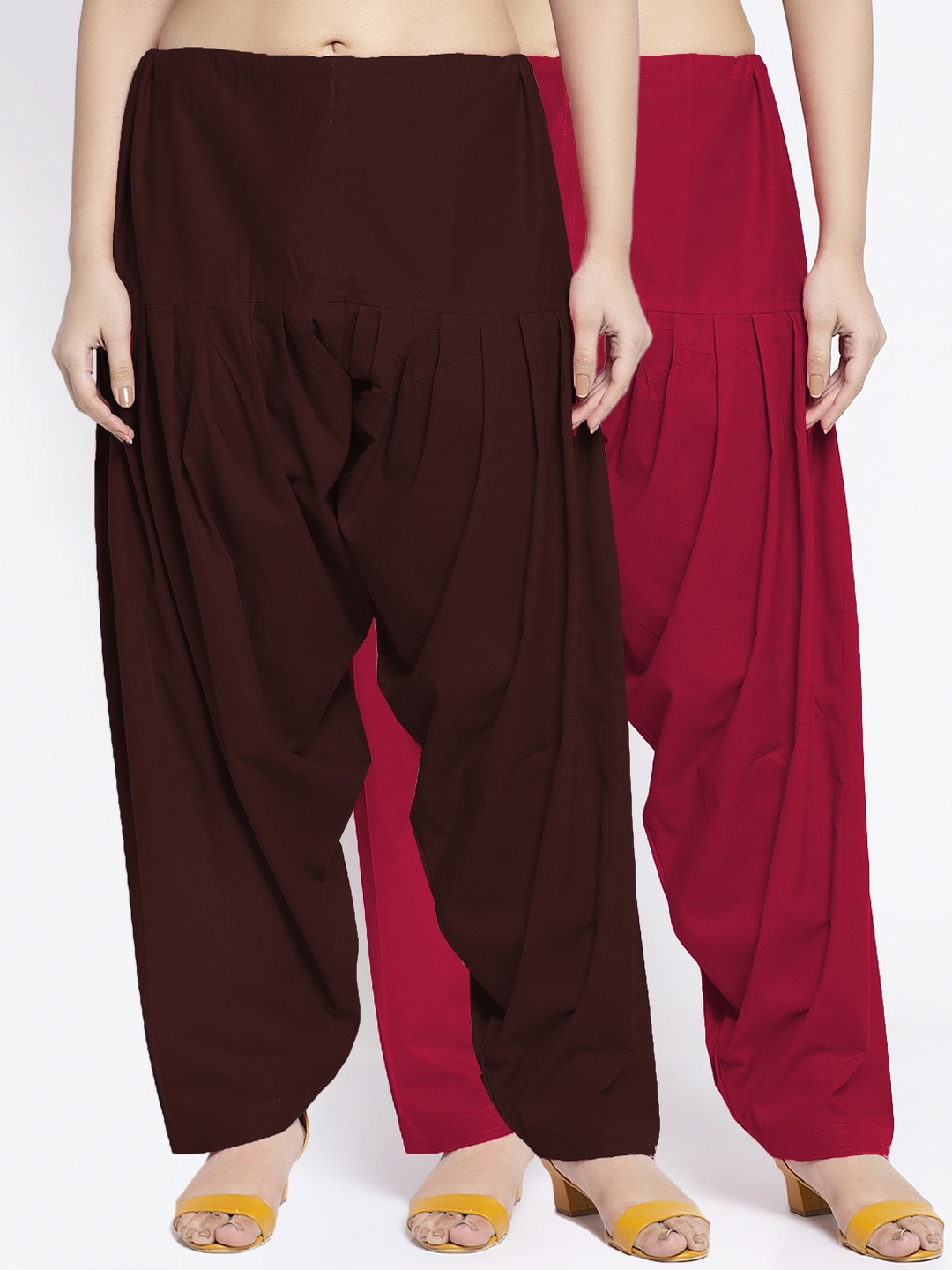 

GRACIT Women Pack Of 2 Solid Cotton Loose Fit Salwar, Maroon