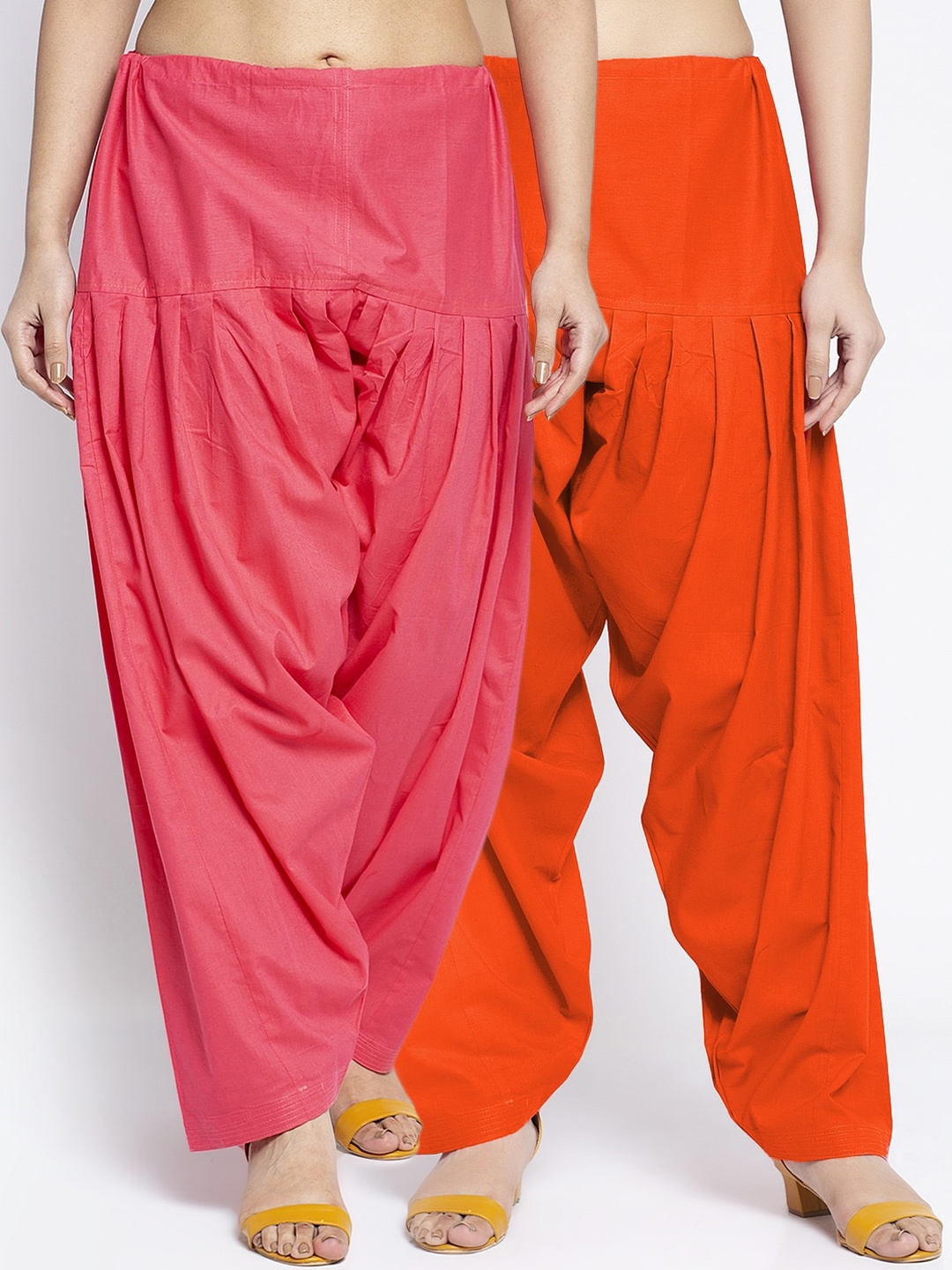 

GRACIT Women Pack Of 2 Solid Cotton Loose Fit Salwar, Coral