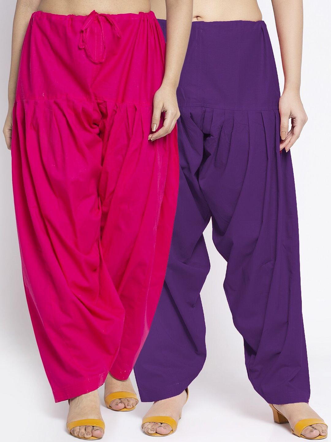 

GRACIT Women Pack Of 2 Solid Cotton Loose Fit Salwar, Pink