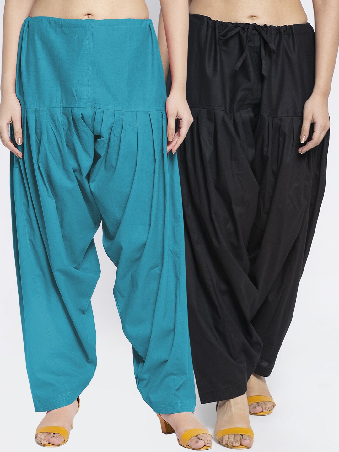 

GRACIT Women Pack Of 2 Solid Cotton Loose Fit Salwar, Turquoise blue