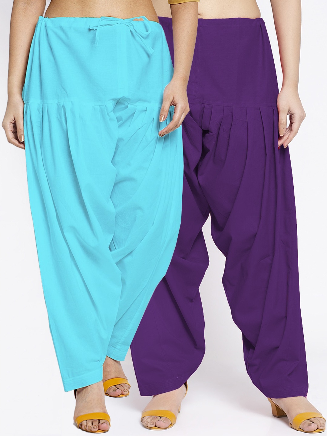 

GRACIT Women Pack Of 2 Solid Cotton Loose Fit Salwar, Purple