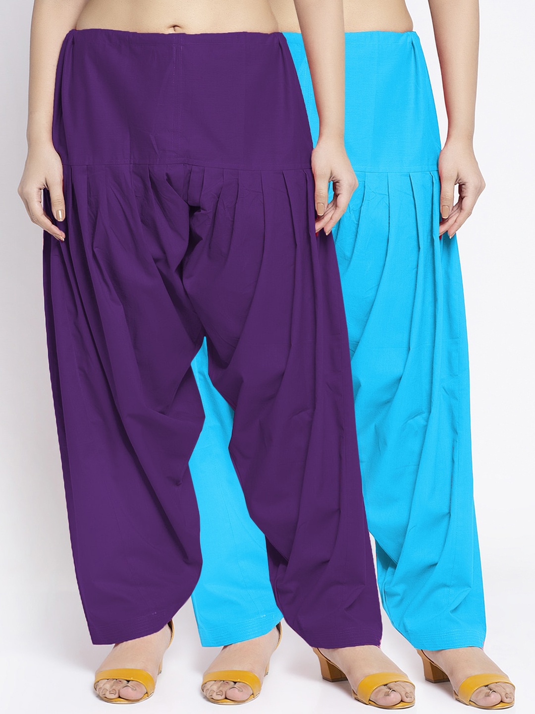 

GRACIT Women Pack Of 2 Solid Loose Fit Cotton Salwar, Purple