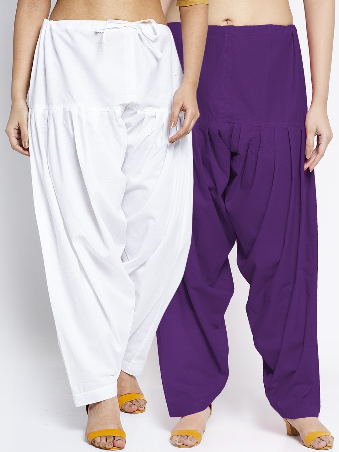 GRACIT Women Pack Of 2 Solid Cotton Salwar, White