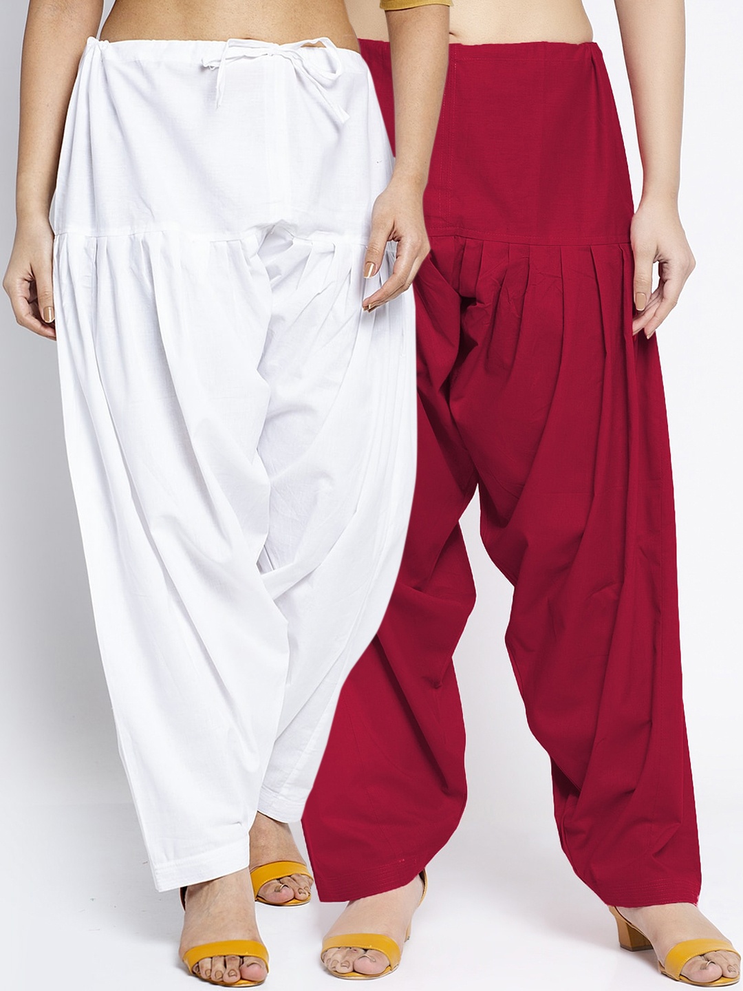 

GRACIT Women Pack Of 2 Solid Cotton Salwars, White