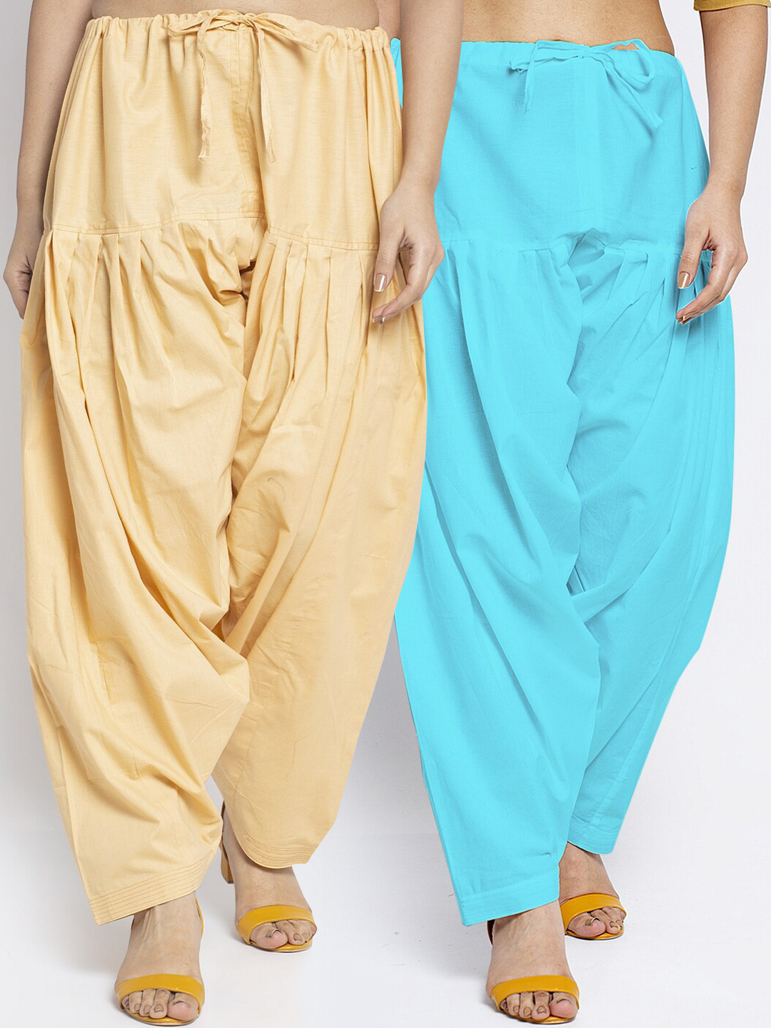 

GRACIT Women Pack Of 2 Solid Cotton Salwars, Beige
