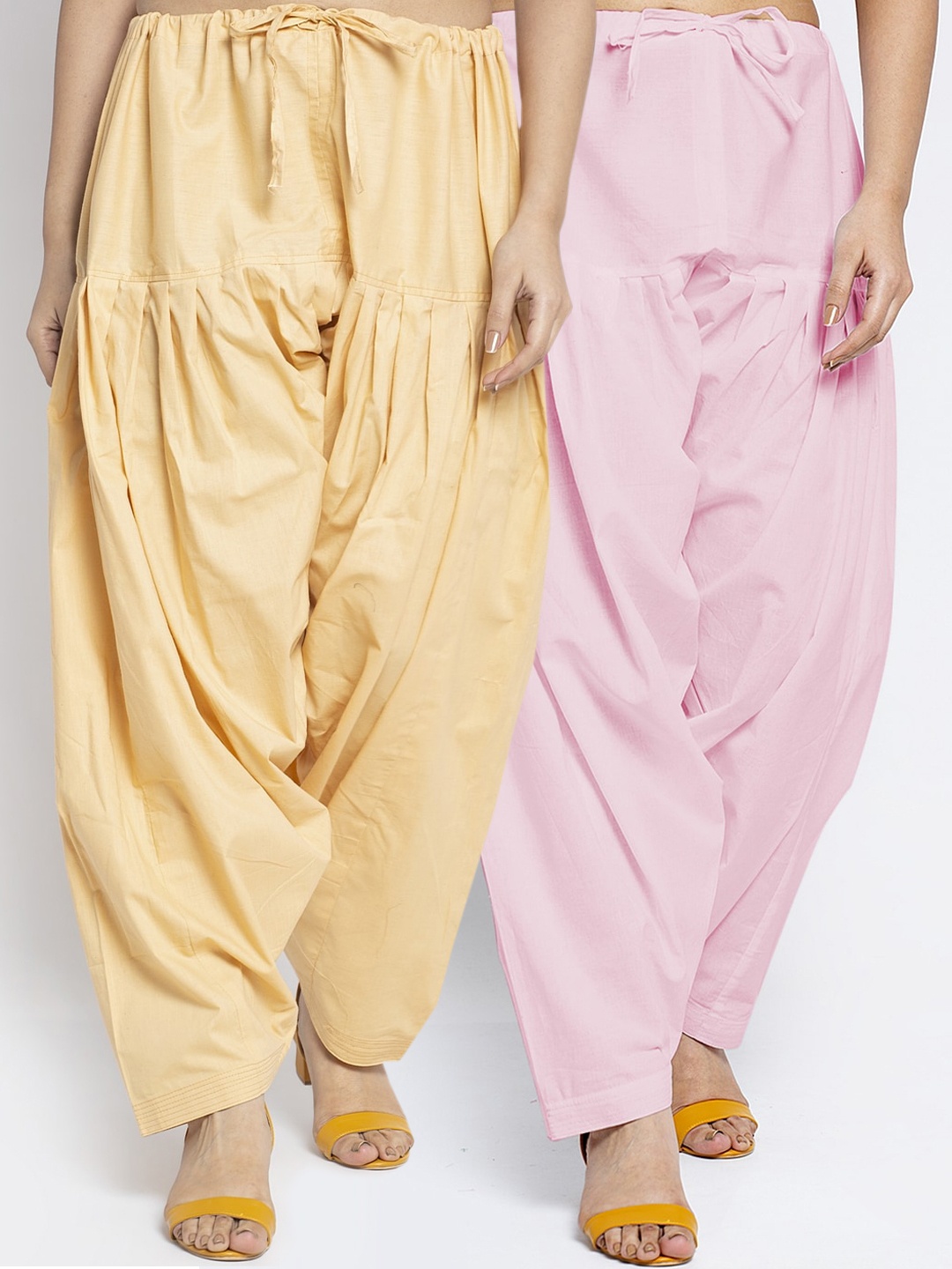 

GRACIT Women Pack Of 2 Solid Cotton Salwar, Beige