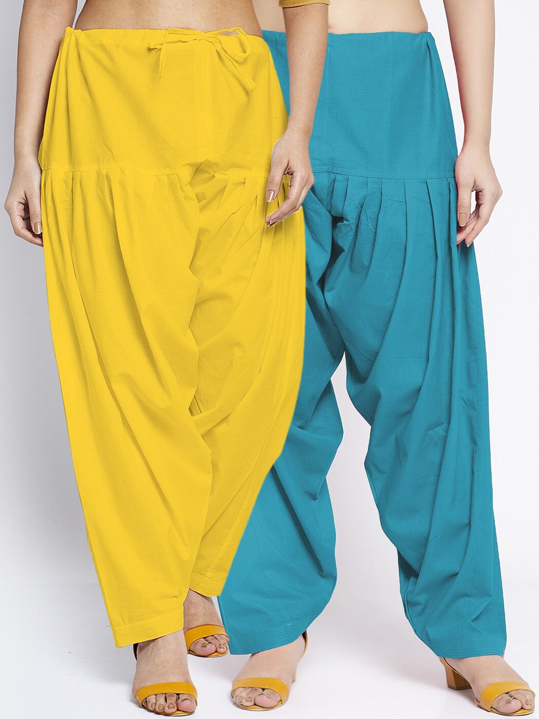 

GRACIT Women Pack Of 2 Solid Cotton Salwar, Yellow