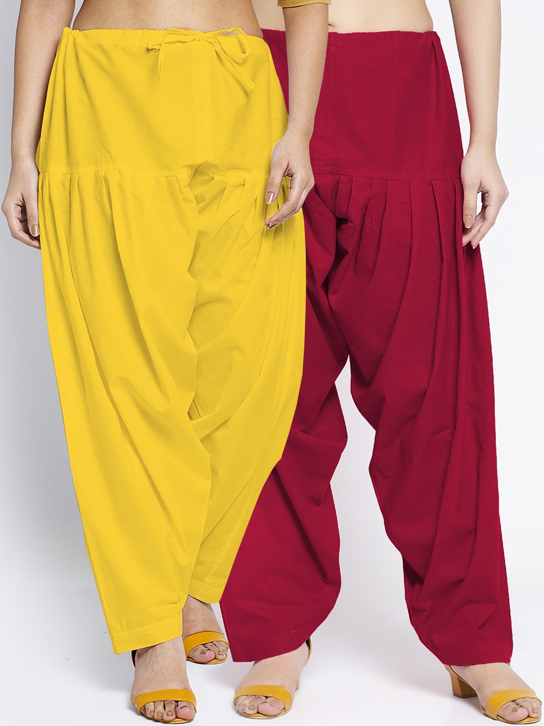 

GRACIT Women Pack Of 2 Solid Cotton Salwars, Yellow