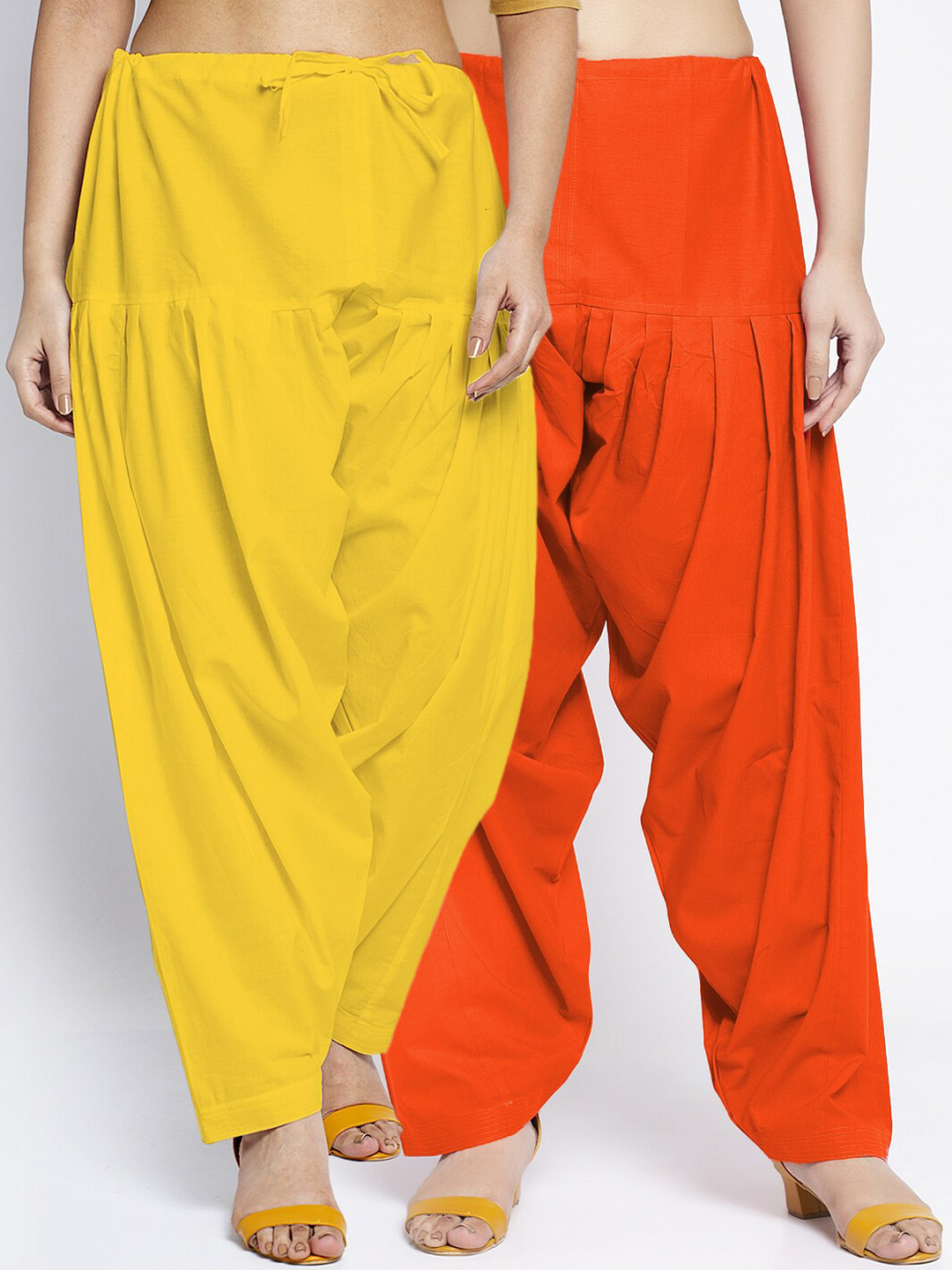 

GRACIT Women Pack Of 2 Solid Pure Cotton Salwar, Yellow