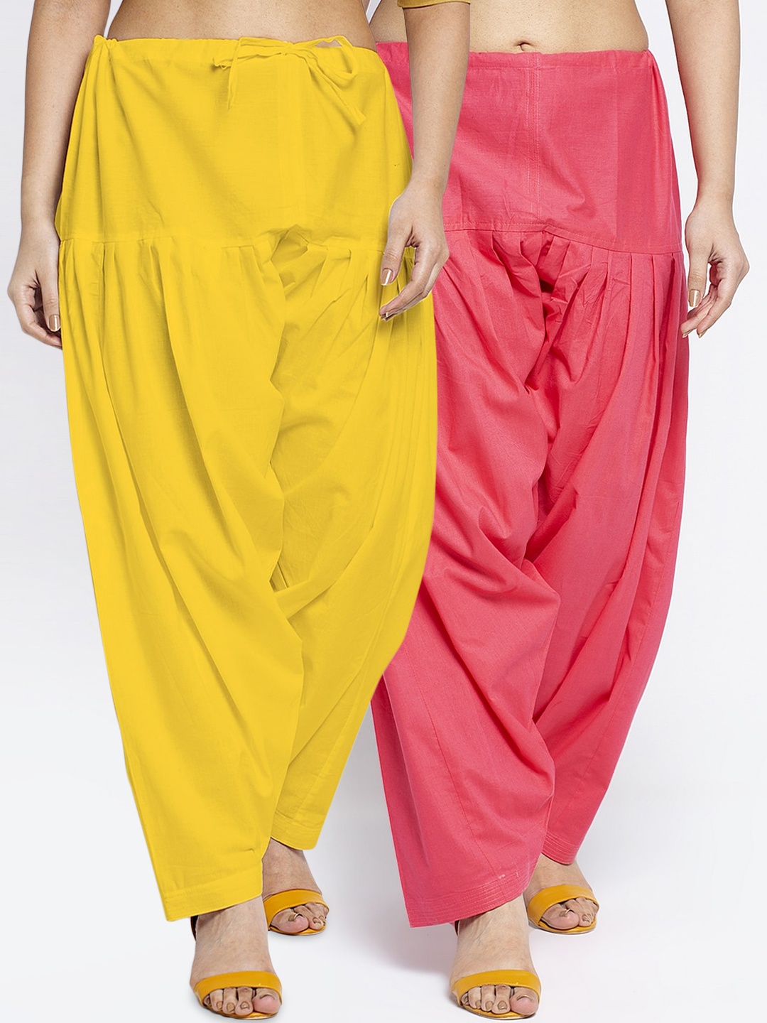 

GRACIT Women Pack Of 2 Solid Cotton Salwar, Yellow