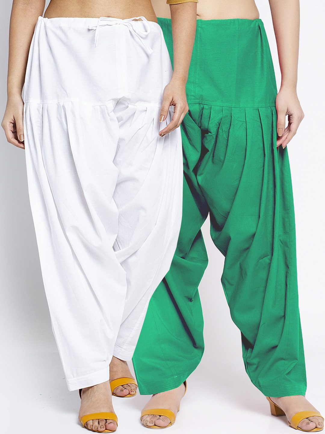 

GRACIT Women Pack Of 2 Solid Cotton Salwars, White