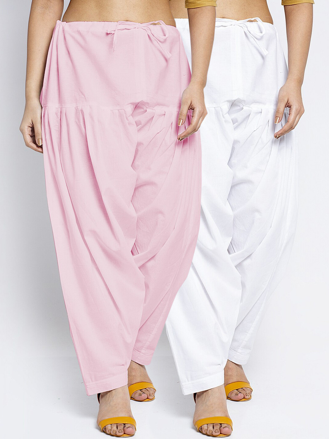 

GRACIT Women Pack Of 2 Solid Cotton Salwars, White