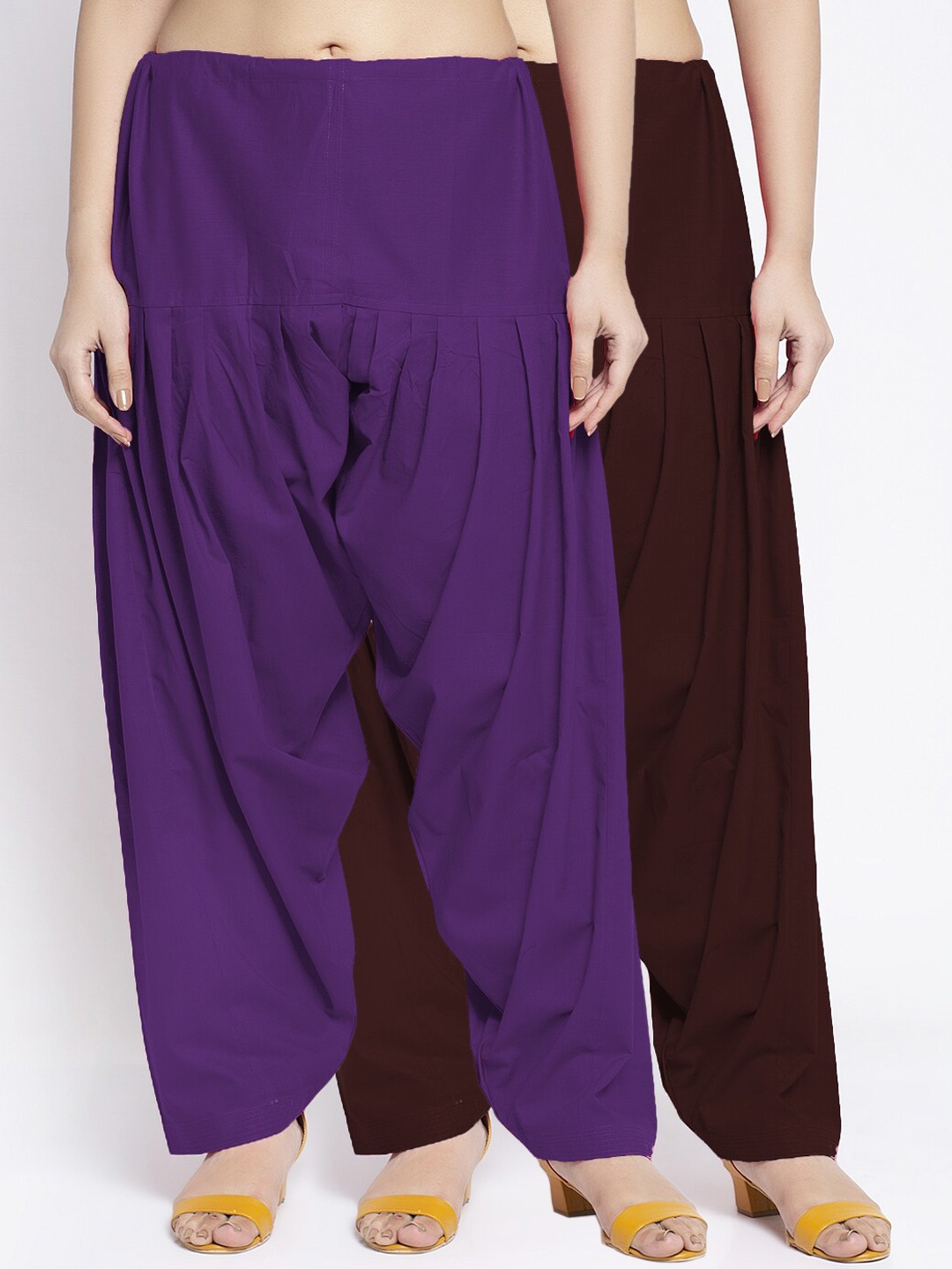 

GRACIT Women Pack Of 2 Solid Cotton Salwars, Purple