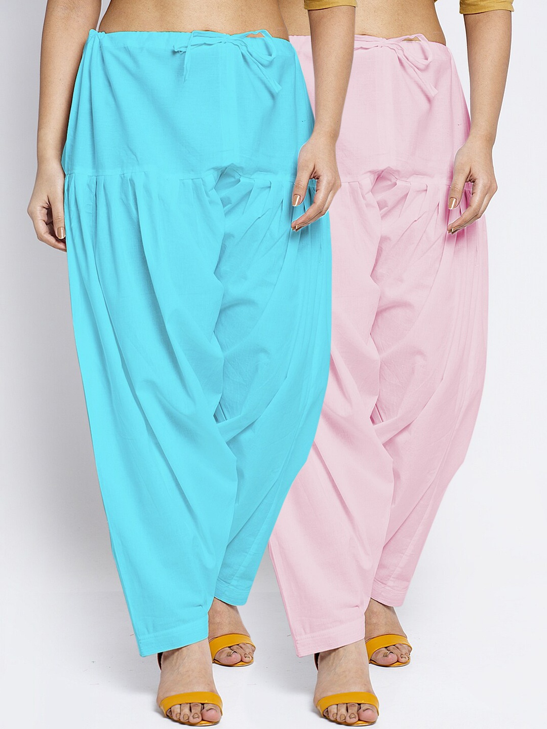 

GRACIT Women Pack Of 2 Solid Cotton Salwars, Pink