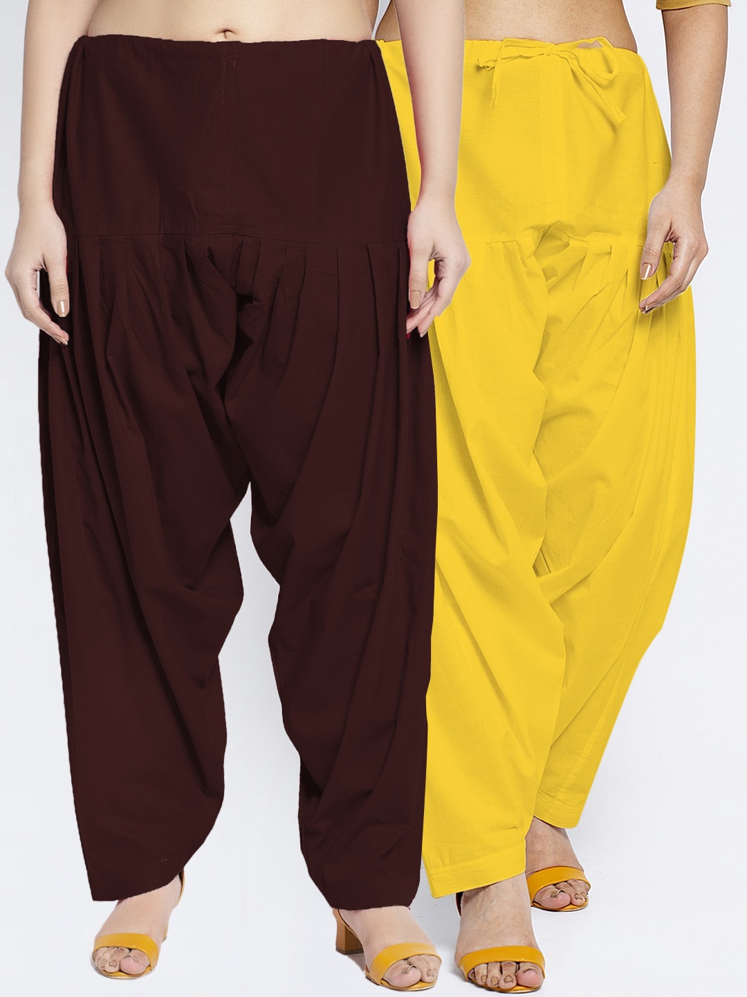 

GRACIT Women Pack Of 2 Solid Cotton Salwar, Yellow