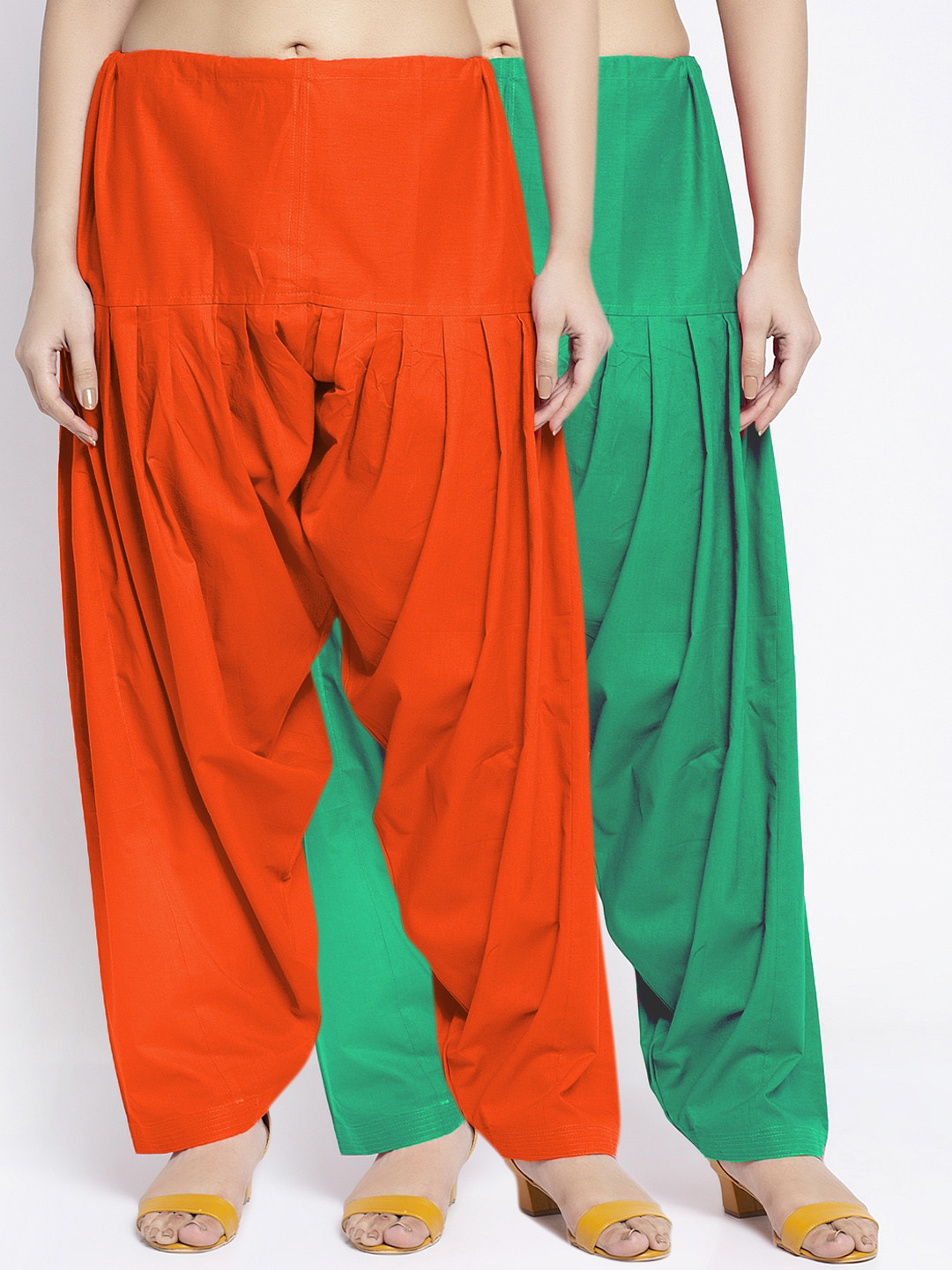 

GRACIT Women Pack Of 2 Solid Cotton Salwar, Orange