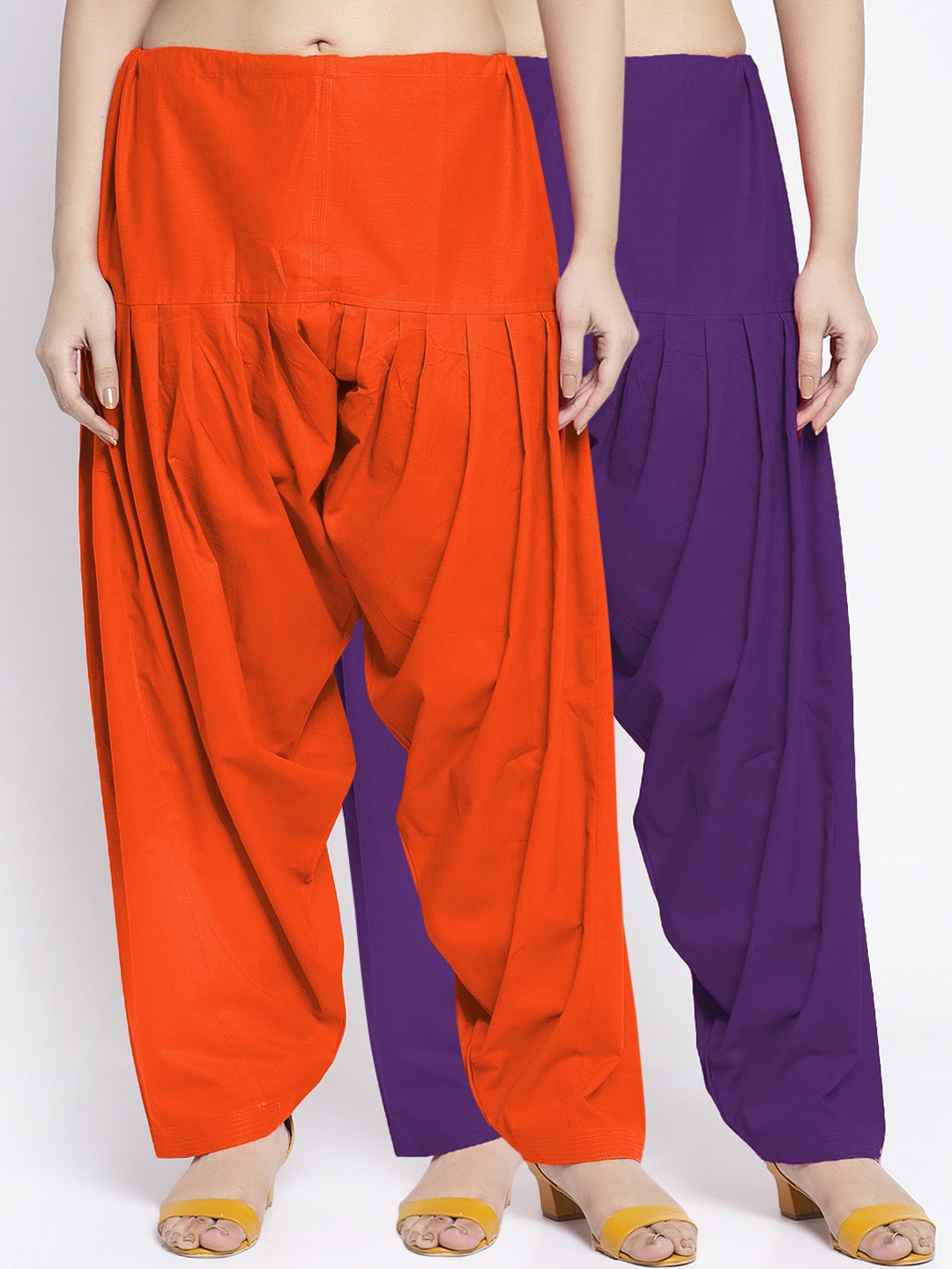 

GRACIT Women Pack Of 2 Solid Cotton salwar, Orange