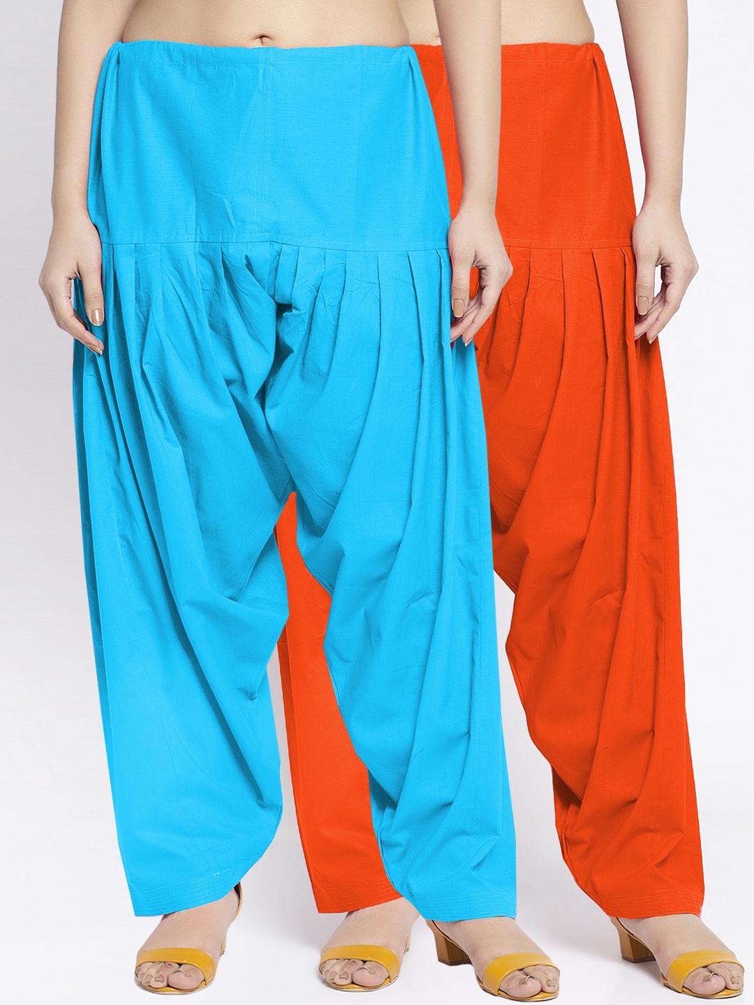

GRACIT Women Pack Of 2 Solid Cotton Salwars, Orange