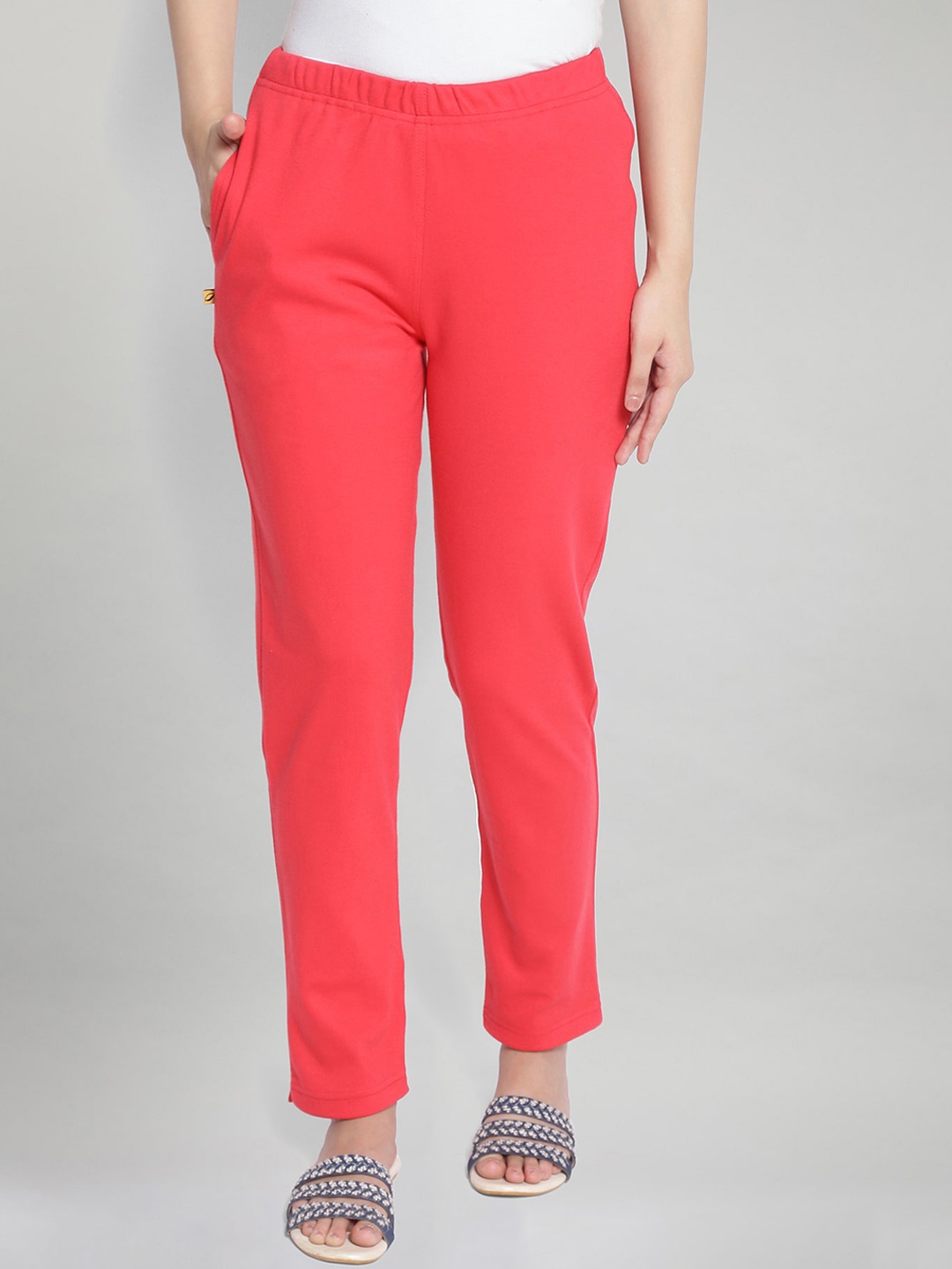 

AURELIA Women Red Solid Mid-Rise Trousers