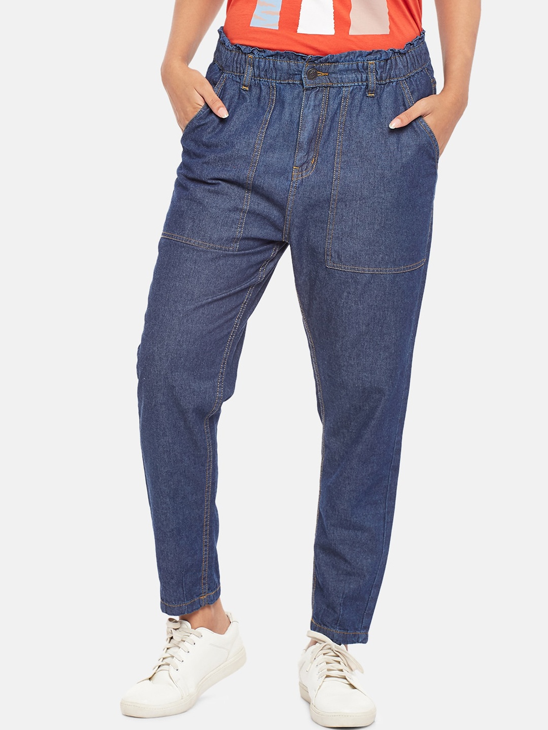 

People Women Blue Jogger High-Rise Light Fade Jeans