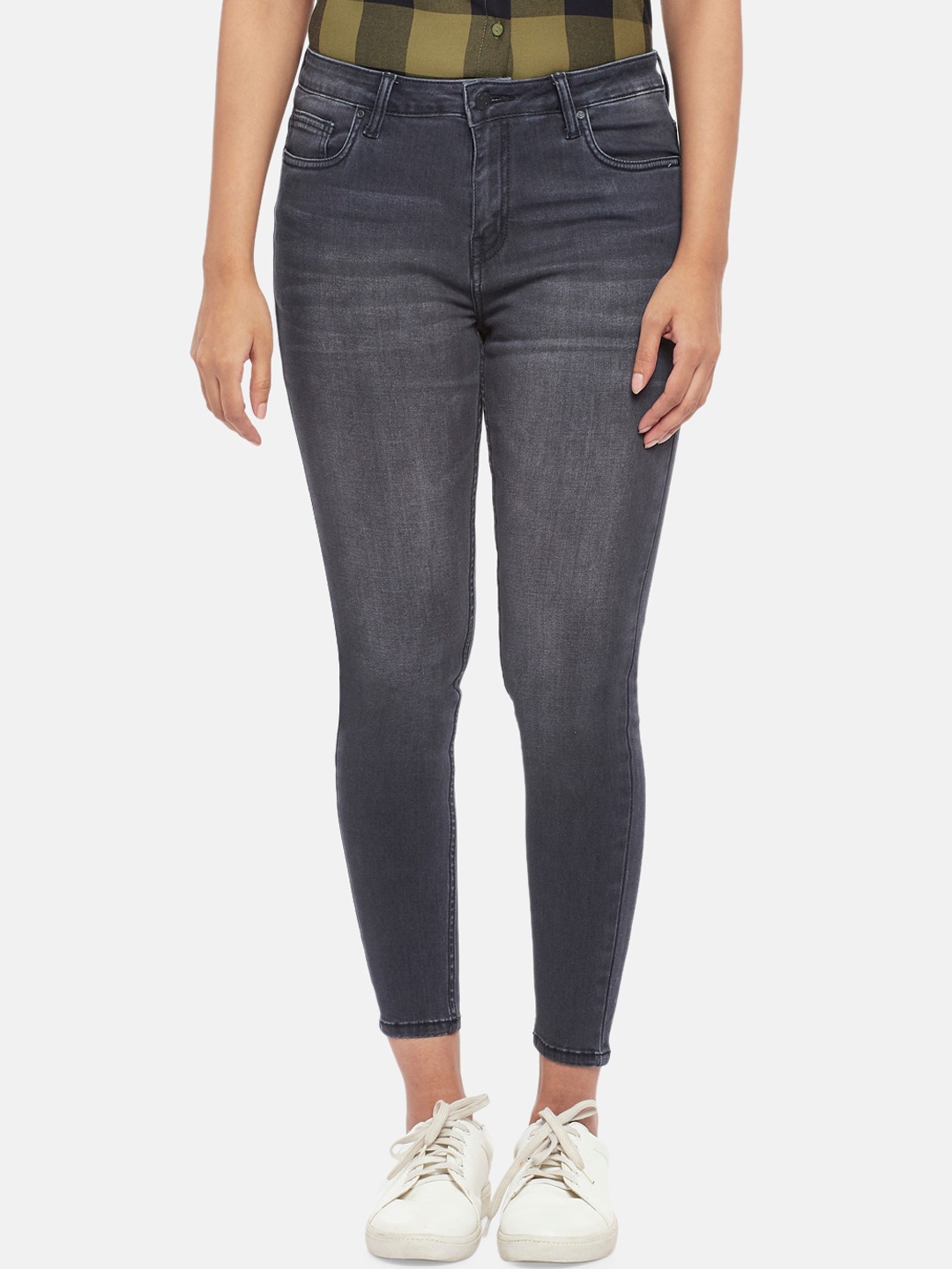 

People Women Charcoal Skinny Fit Light Fade Jeans