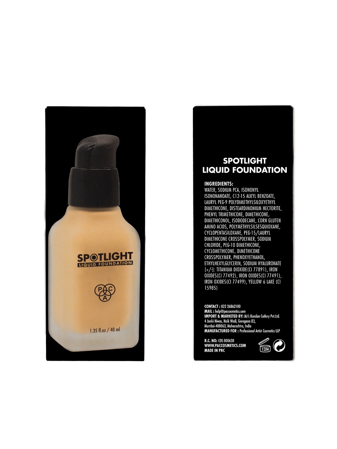 

PAC Spotlight Liquid Foundation 40ml - Wheat Bread, Beige