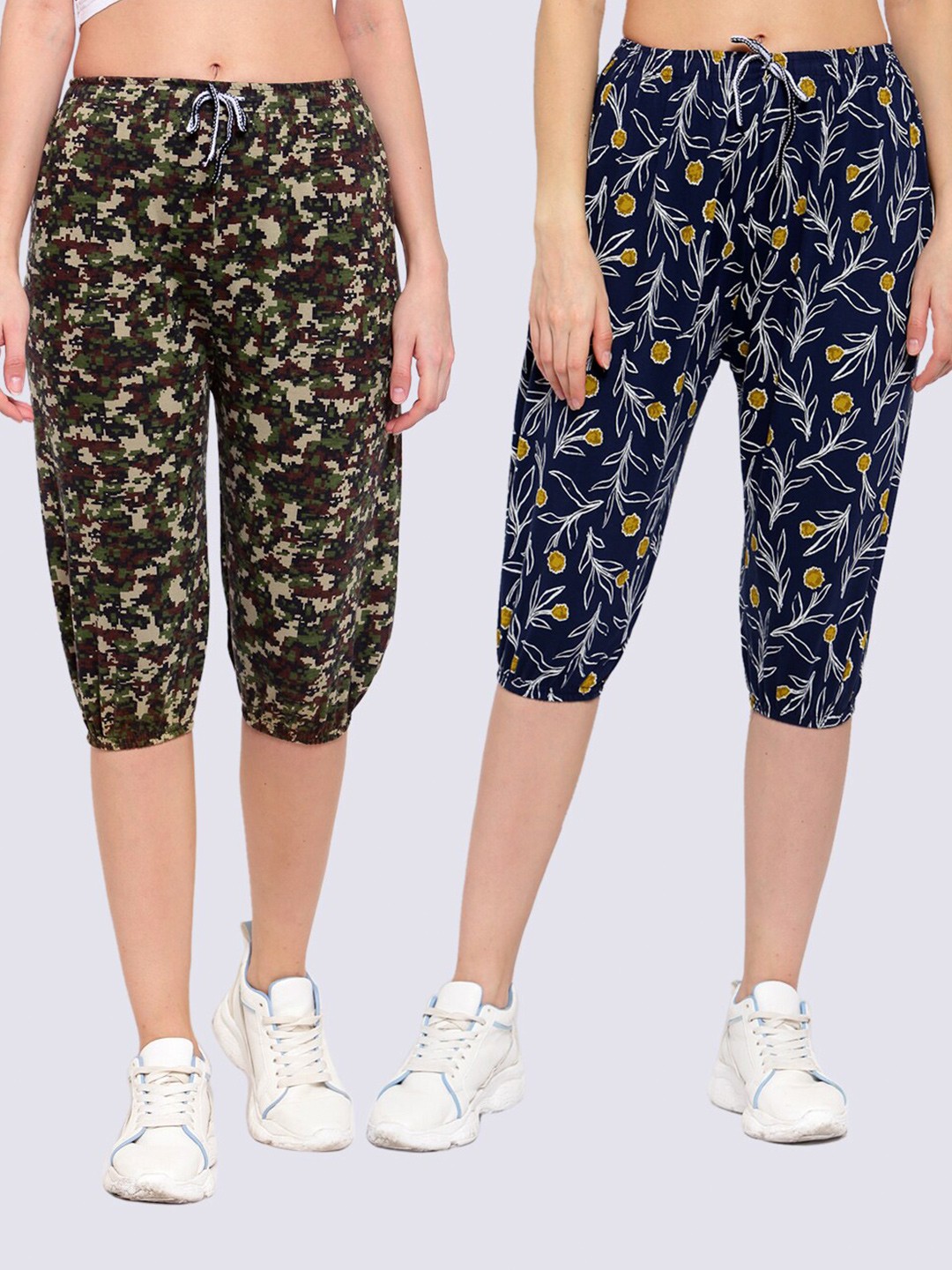 

KLOTTHE Women Multicoloured Pack of 2 Printed Capris, Multi