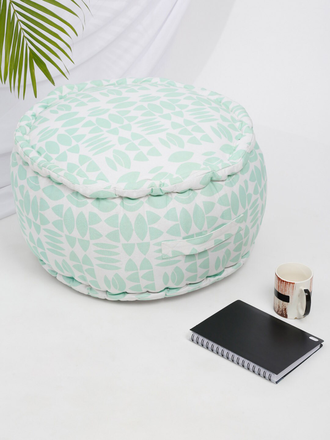 

Fabindia White & Green Printed Cotton Pouffes