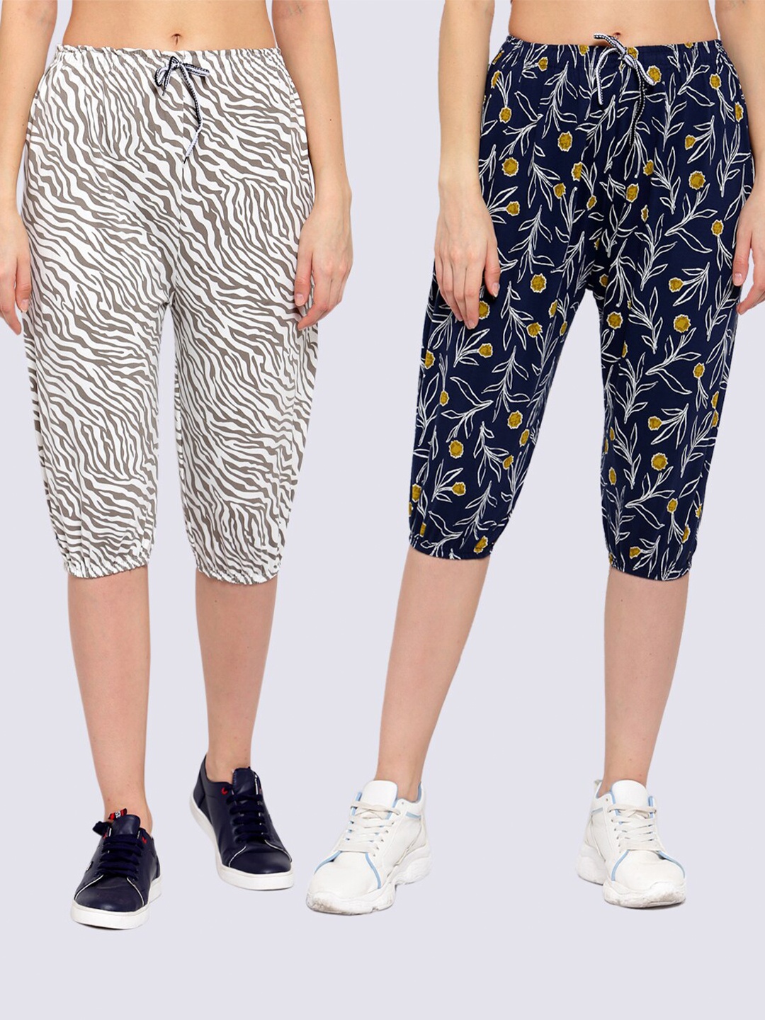 

KLOTTHE Women Multicoloured Pack of 2 Printed Capris, Multi