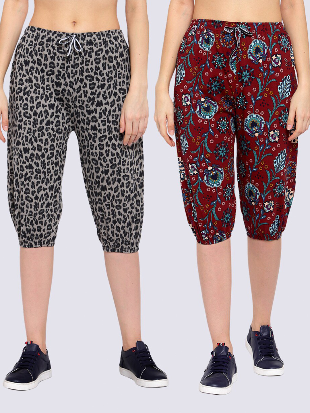 

KLOTTHE Pack Of 2 Women Multicoloured Printed Capris, Multi