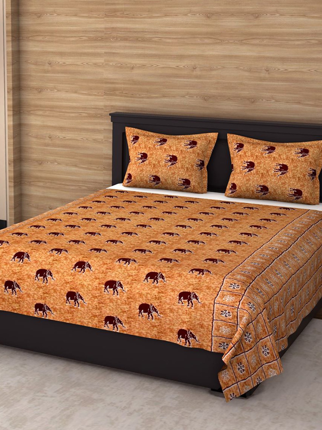 

Varde Brown & Maroon Ethnic Motifs 120 TC King Bedsheet with 2 Pillow Covers