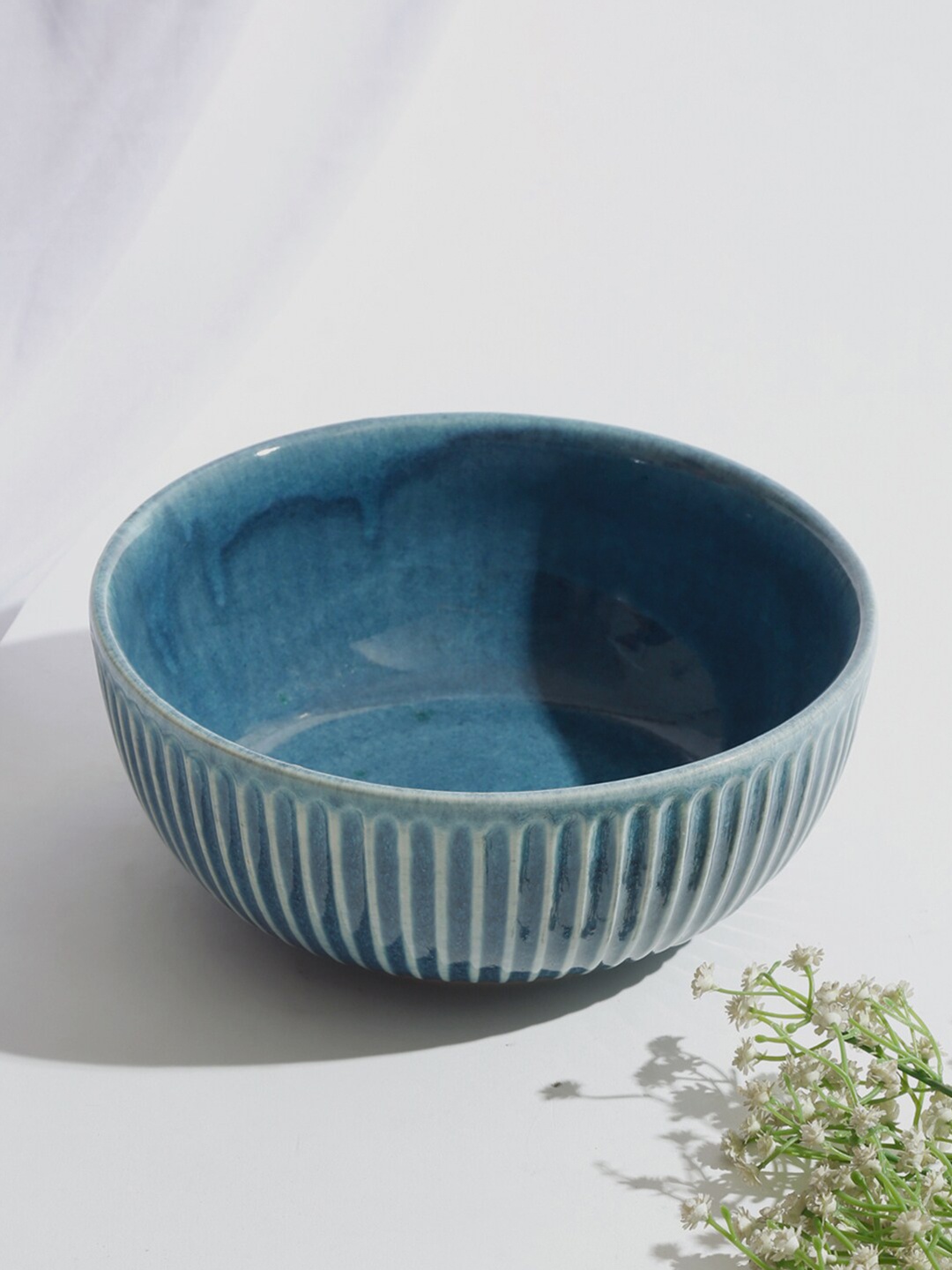 

Fabindia Teal & White 1 Pieces Textured Ceramic Matte Bowls