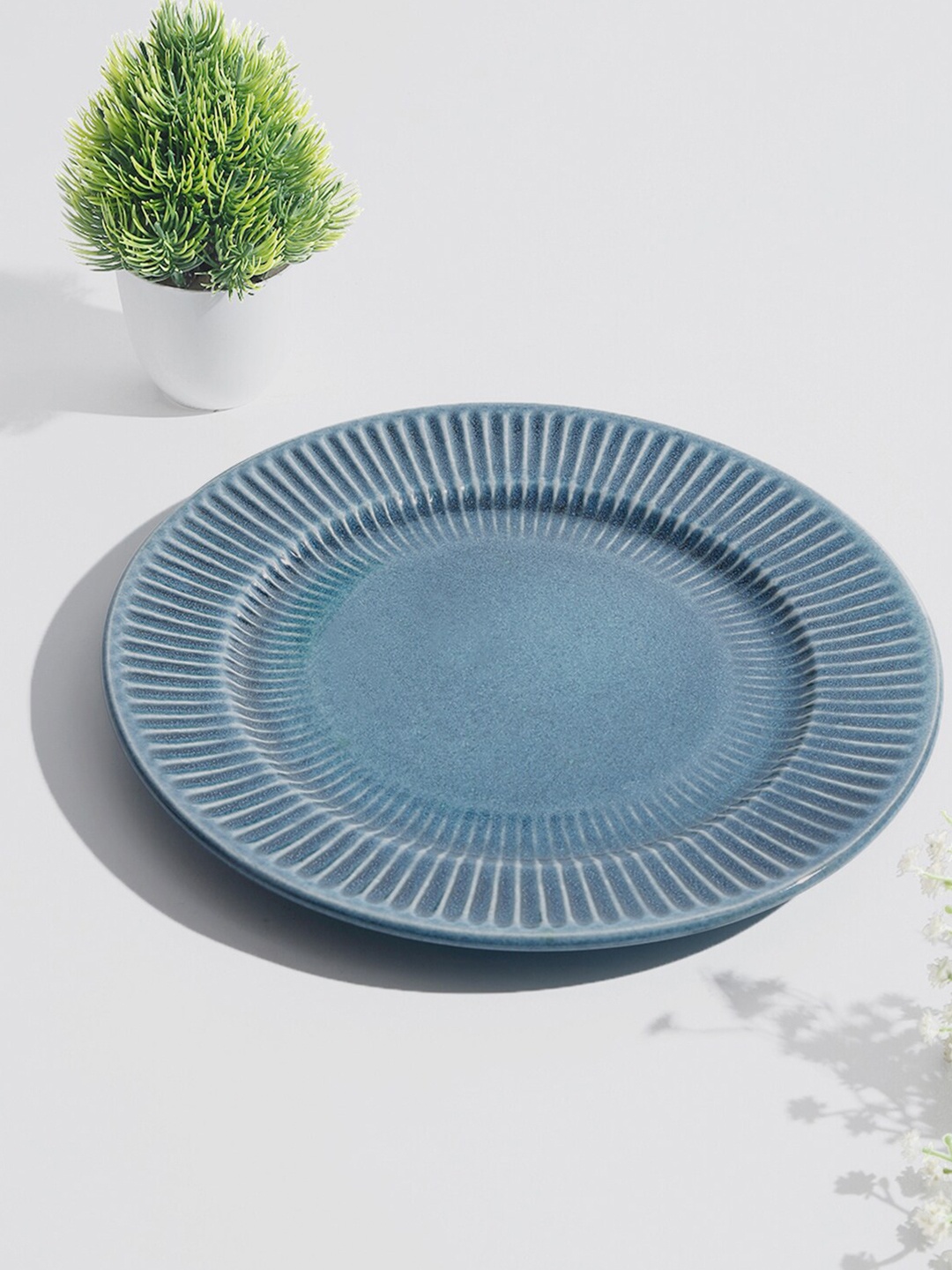 

Fabindia Teal & White 1 Pieces Textured Ceramic Glossy Plates