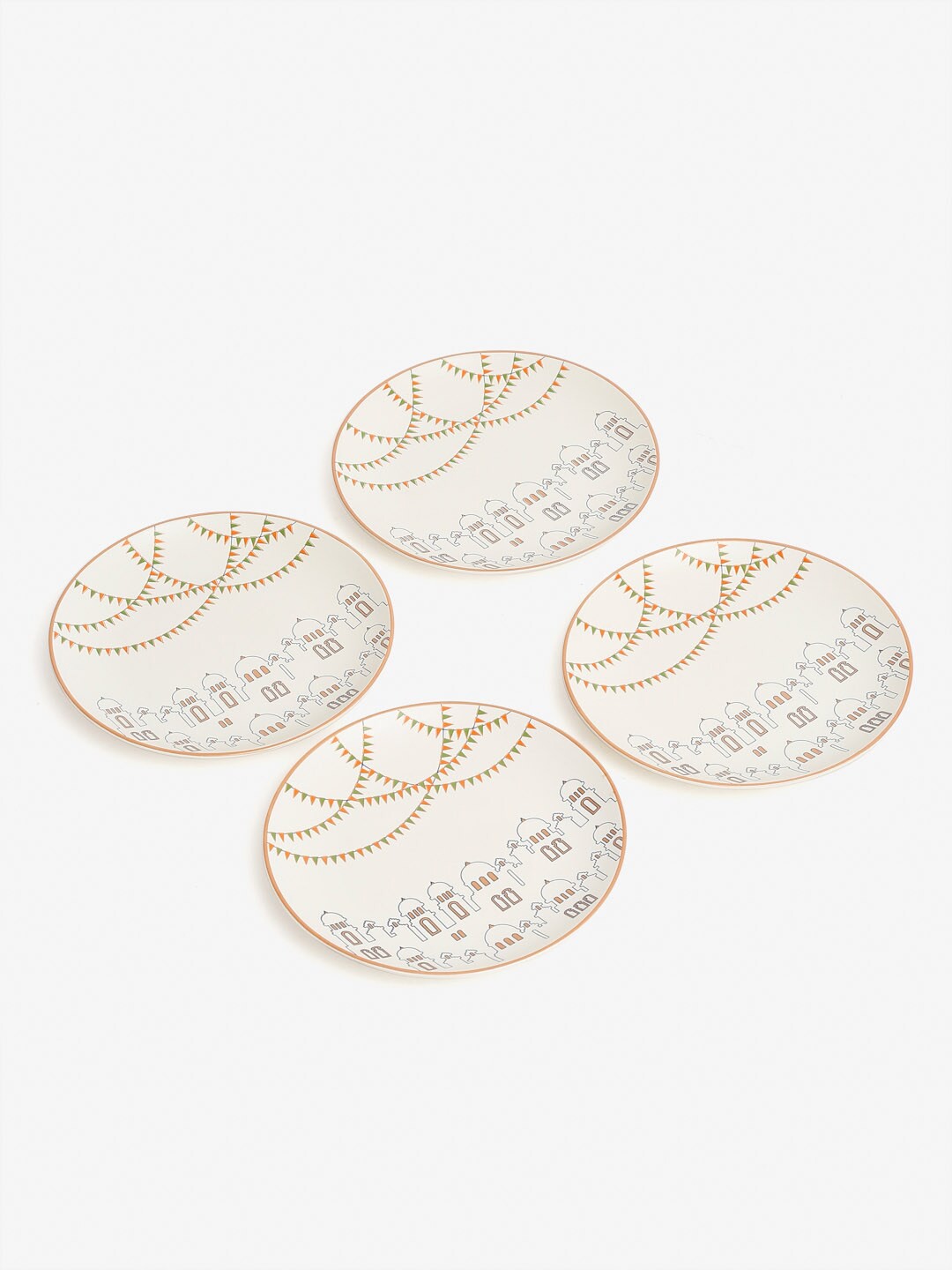 

Fabindia White & Brown 4 Pieces Printed Ceramic Matte Plates