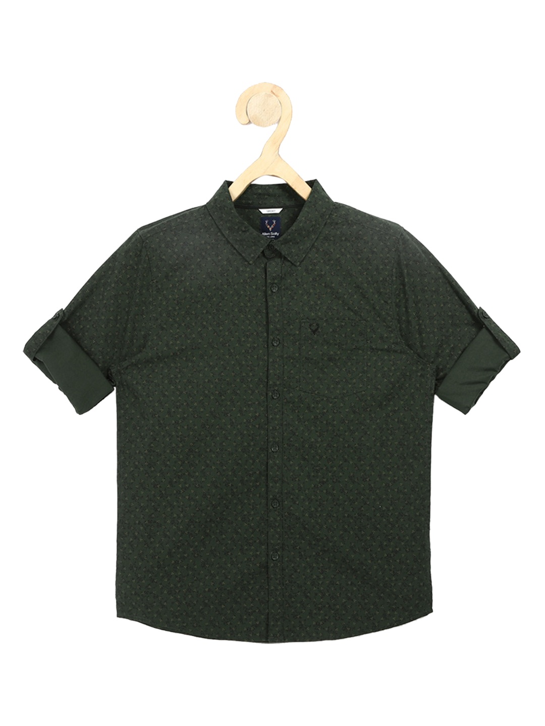 

Allen Solly Junior Boys Green & Yellow Slim Fit Opaque Printed Pure Cotton Casual Shirt