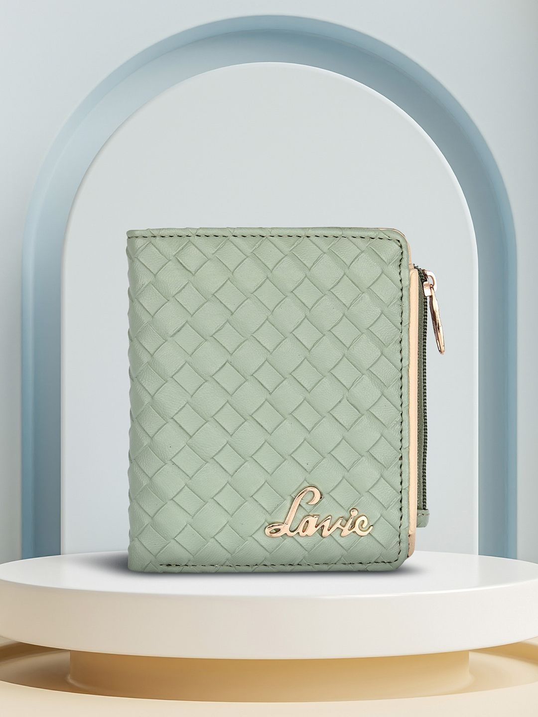 

Lavie Chic Pro Women Mint Green Textured Small Bifold Wallet