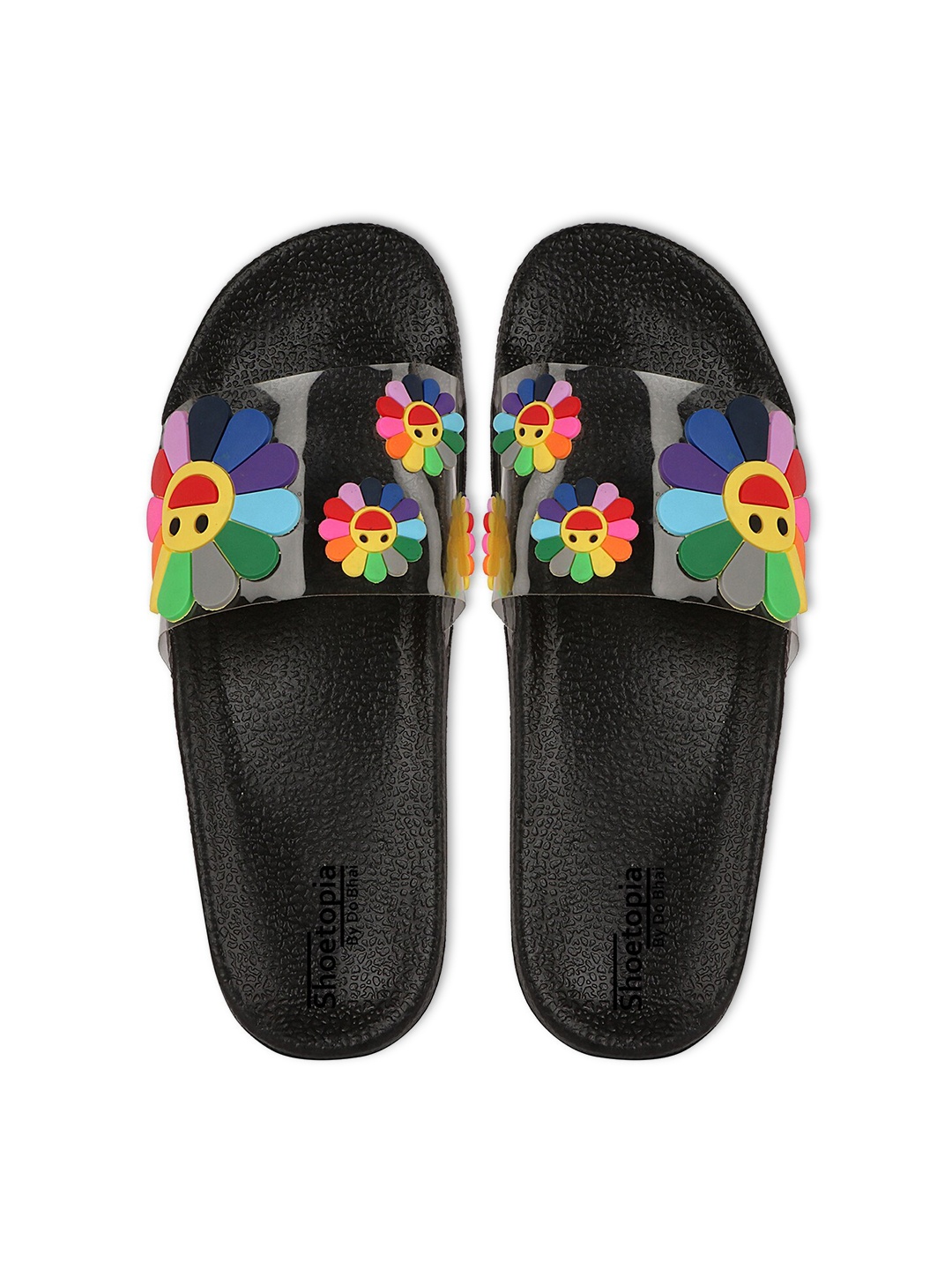 

Shoetopia Women Black & Pink Rubber Sliders
