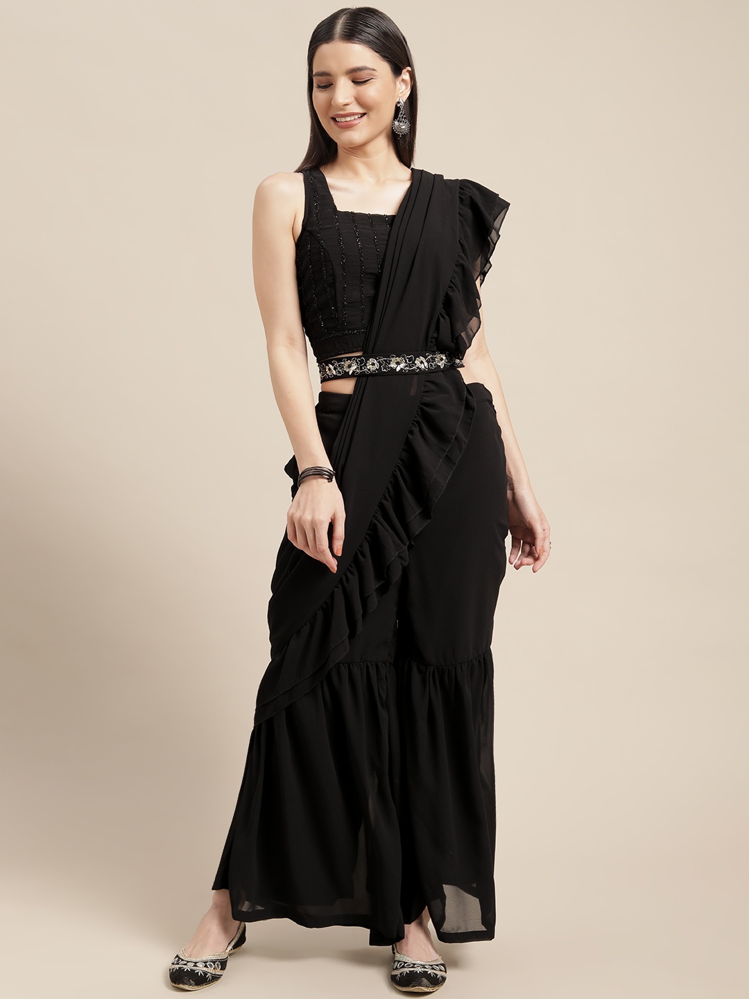 

Global Desi Black Palazzo Saree