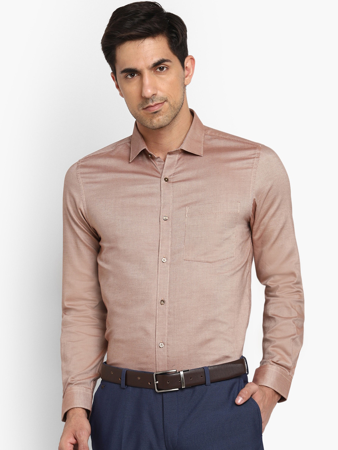 

Turtle Men Brown Self Design Slim Fit Opaque Casual Shirt