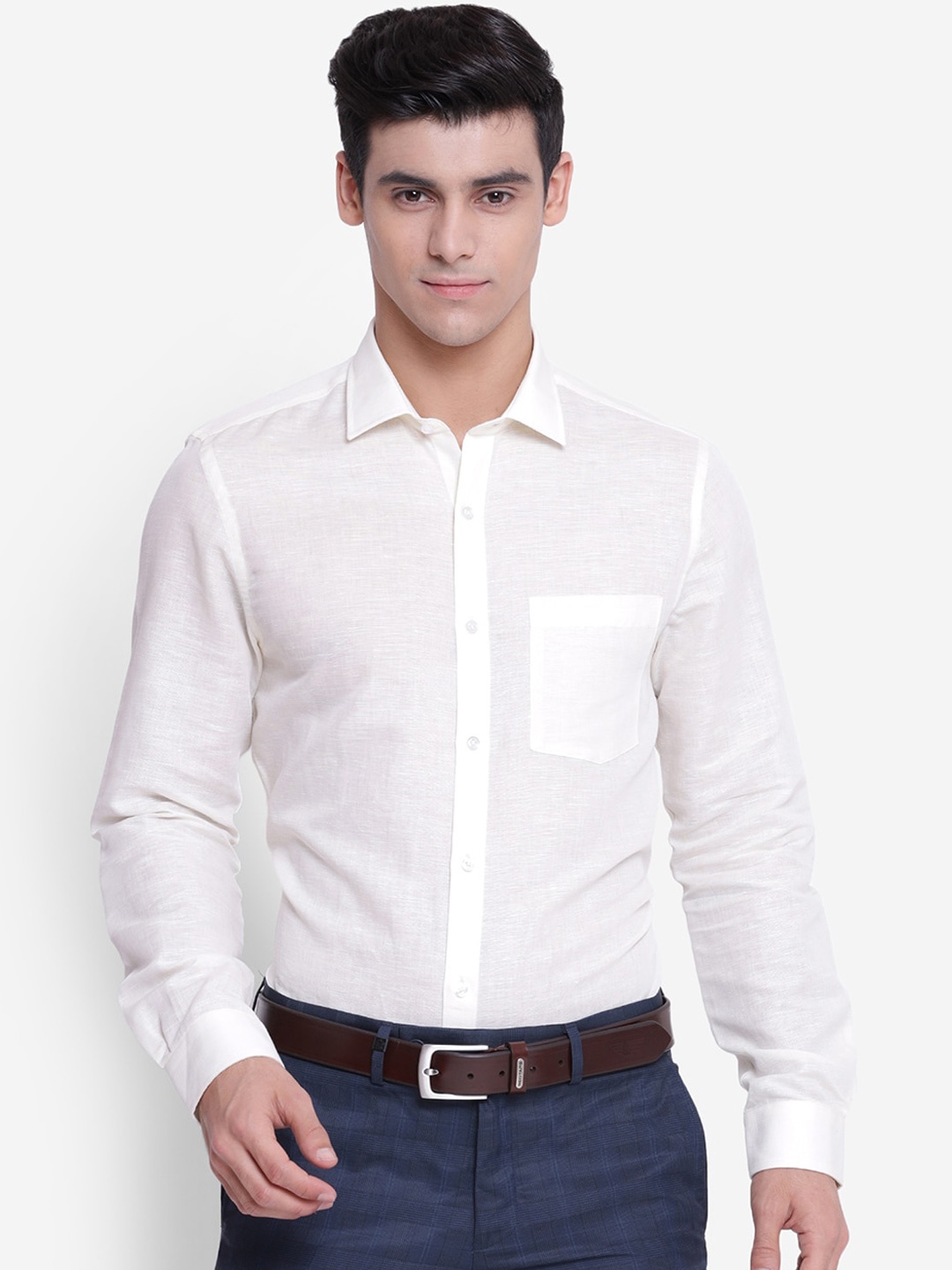 

Turtle Men Beige Slim Fit Opaque Formal Shirt