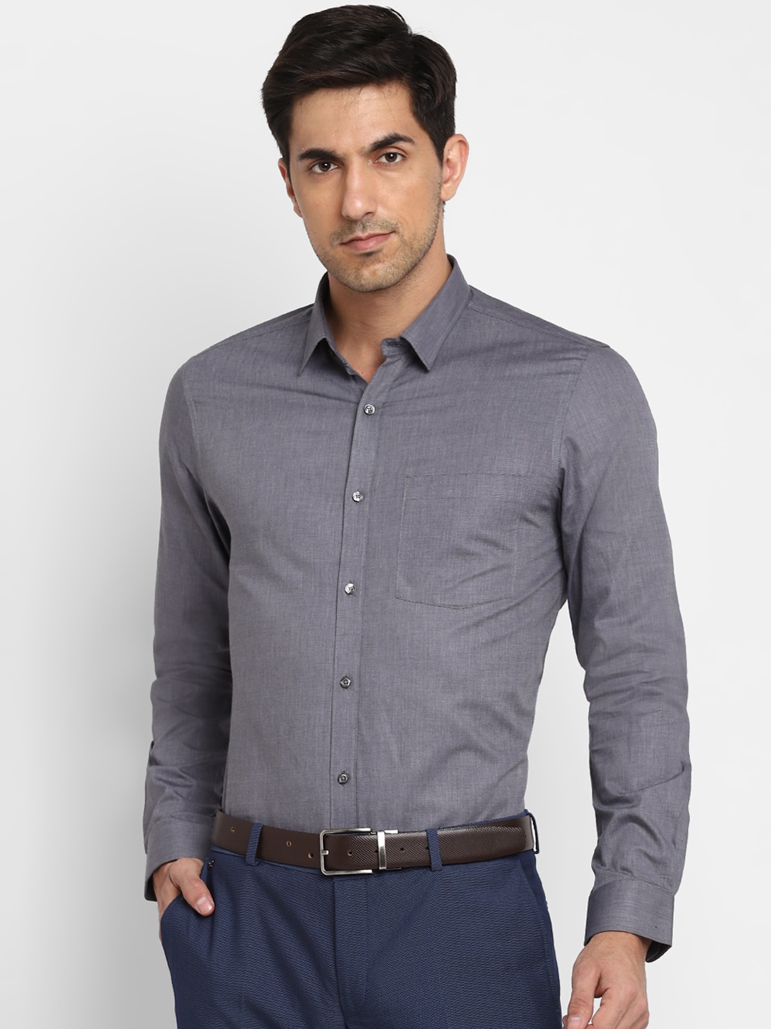 

Turtle Men Grey Slim Fit Opaque Casual Shirt