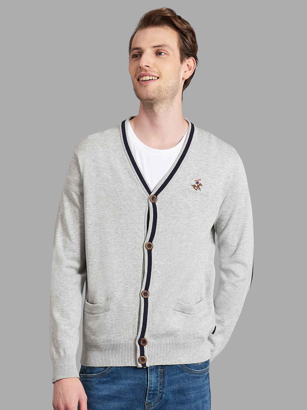 

Beverly Hills Polo Club Women Grey & Black Cardigan